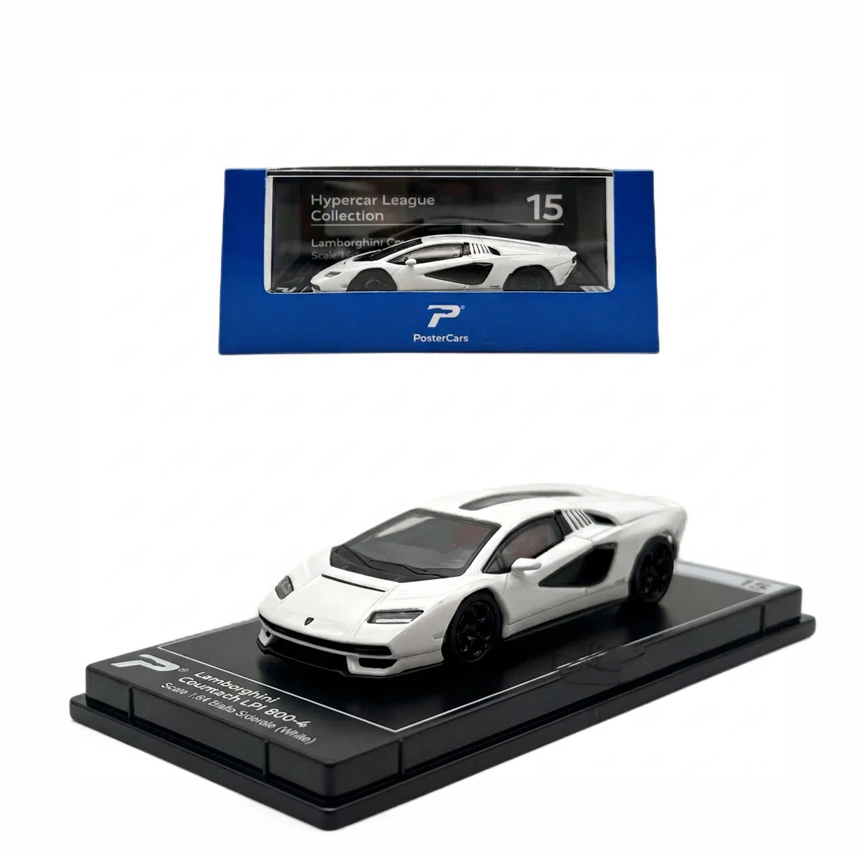 Premium scale diecast model car – Lamborghini Countach LPI 800-4, 1:64 Scale (White) Collectible