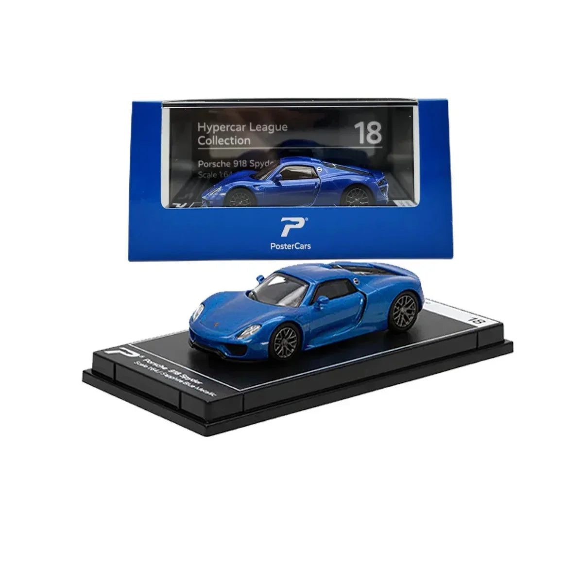 Premium scale diecast model car – Porsche 918 Spyder, 1:64 Scale (Blue) Collectible