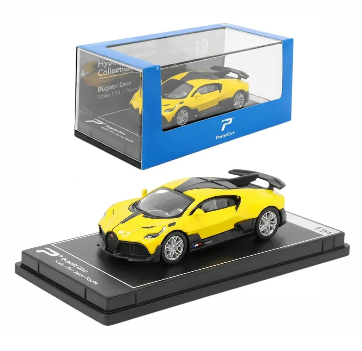 Premium scale diecast model car – Bugatti Divo, 1:64 Scale (Yellow) Collectible