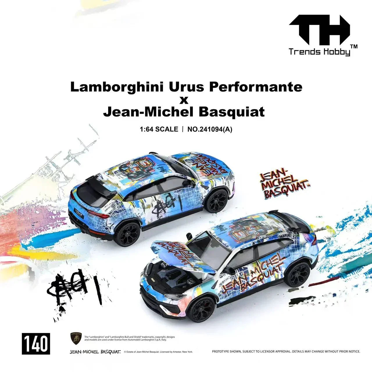 Premium scale diecast model car – *PRE-ORDER* Lamborghini Urus Performante x Jean-Michel Basquiat, 1:64 Scale (White) Collectible