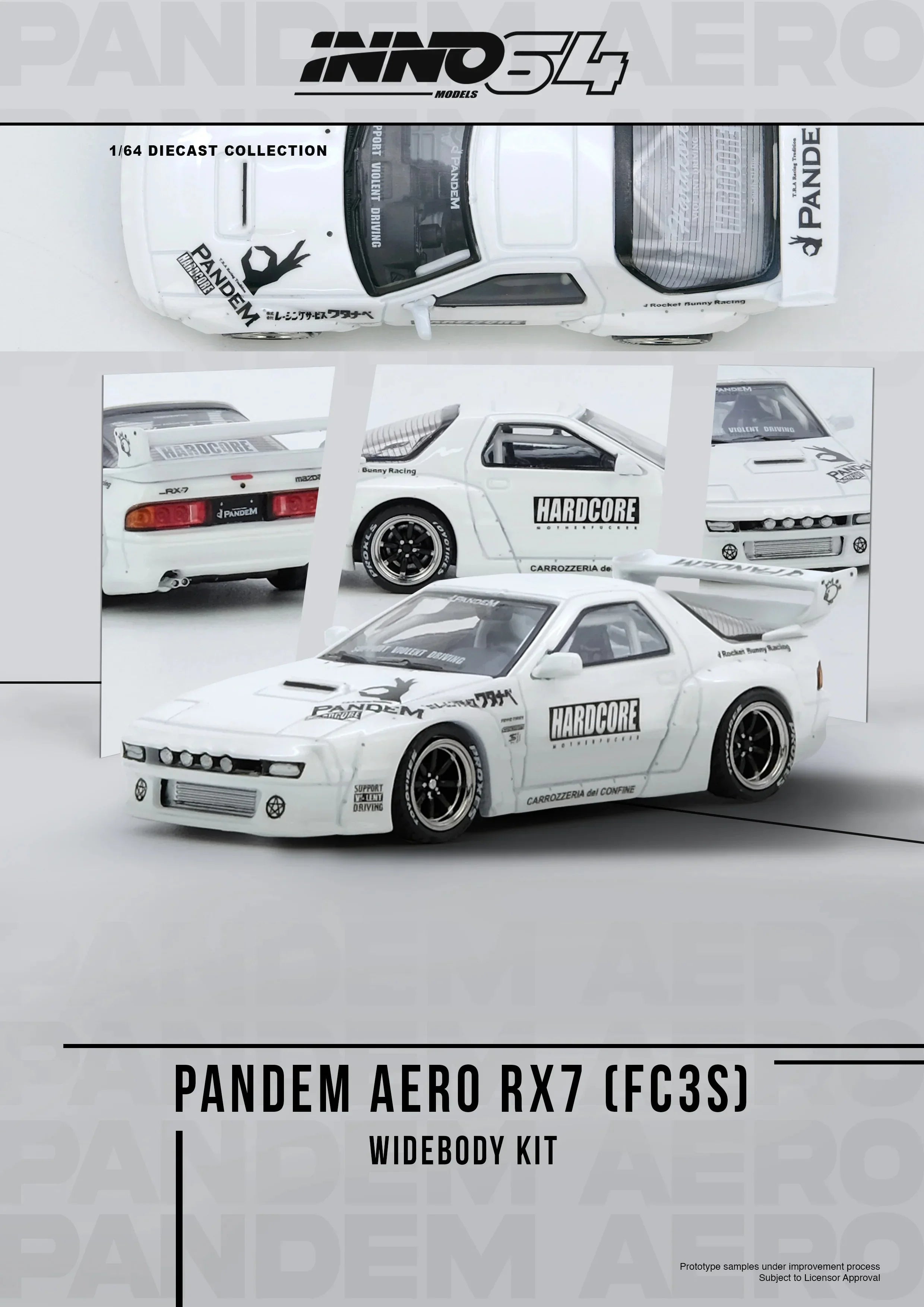 Premium scale diecast model car – *PRE-ORDER* Mazda RX7 (FC3S) "Pandem Aero" Widebody Kit, 1:64 Scale Collectible
