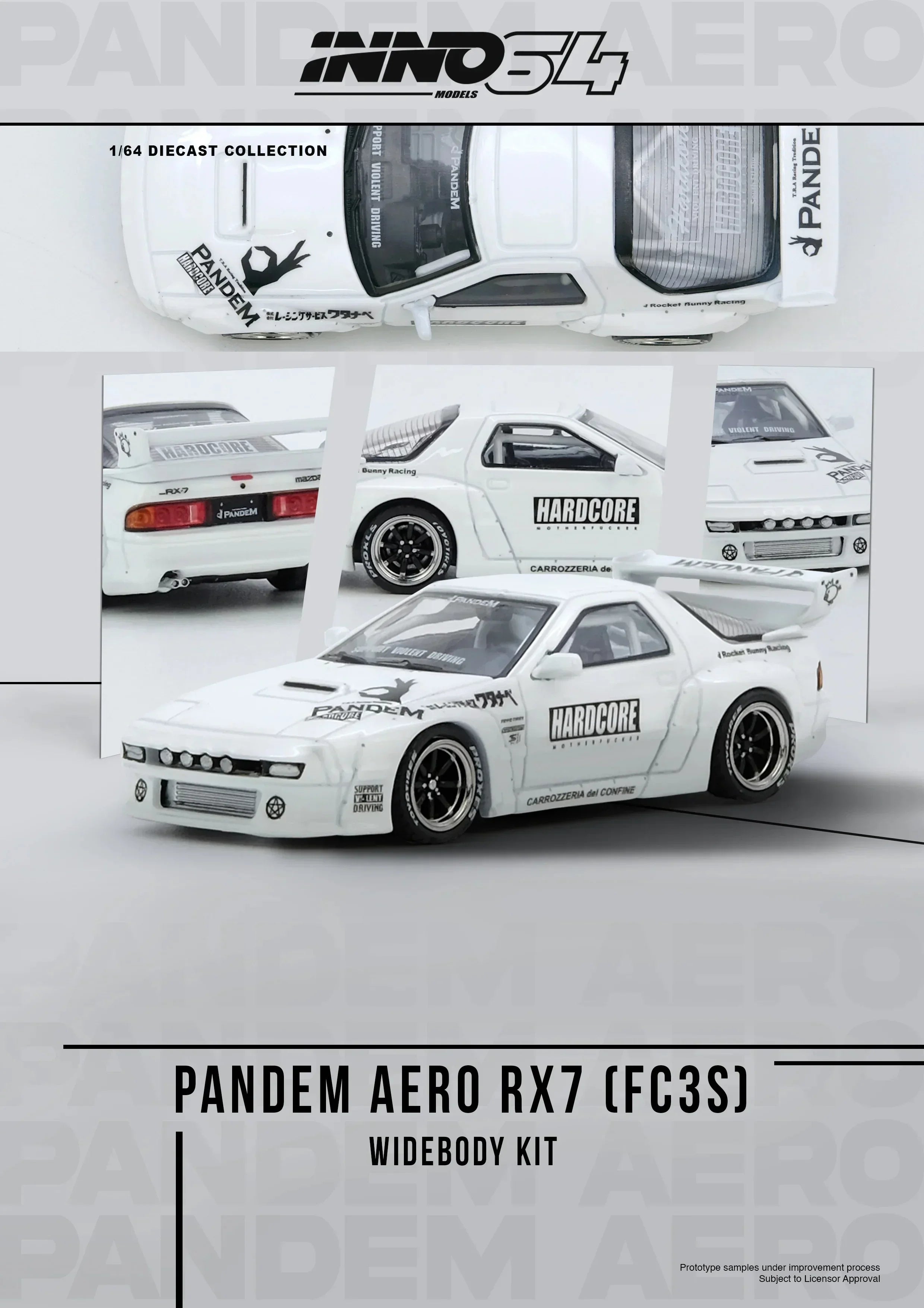 Premium scale diecast model car – *PRE-ORDER* Mazda RX7 (FC3S) "Pandem Aero" Widebody Kit, 1:64 Scale Collectible