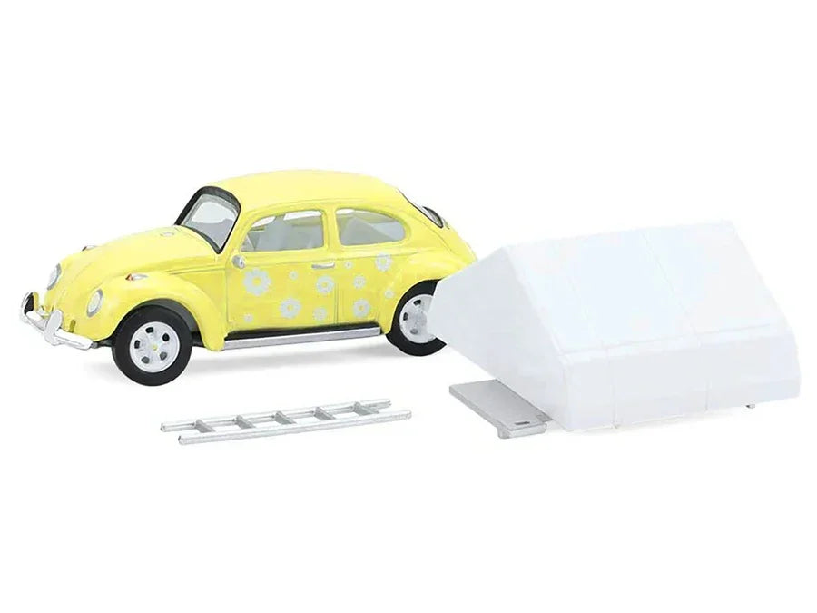 Premium scale diecast model car – Classic Volkswagen Beetle (The Great Outdoors Edition), 1:64 Scale (Yellow) Collectible