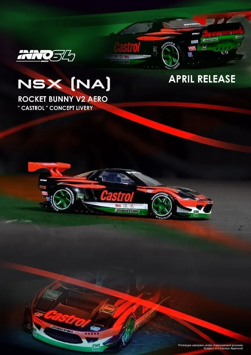Premium scale diecast model car – *PRE-ORDER* NSX (NA1) Rocket Bunny V2 Aero "Castrol" Concept Livery, 1:64 Scale Collectible
