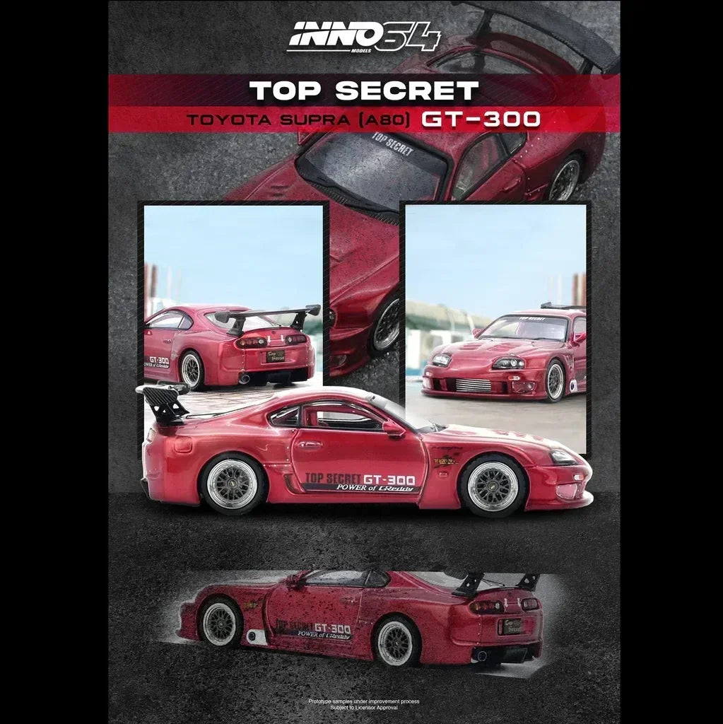 Premium scale diecast model car – Toyota Supra A80 Top Secret, 1:64 Scale (Red) Collectible