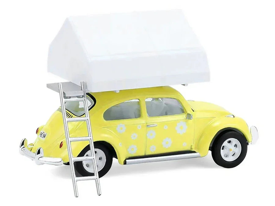 Premium scale diecast model car – Classic Volkswagen Beetle (The Great Outdoors Edition), 1:64 Scale (Yellow) Collectible