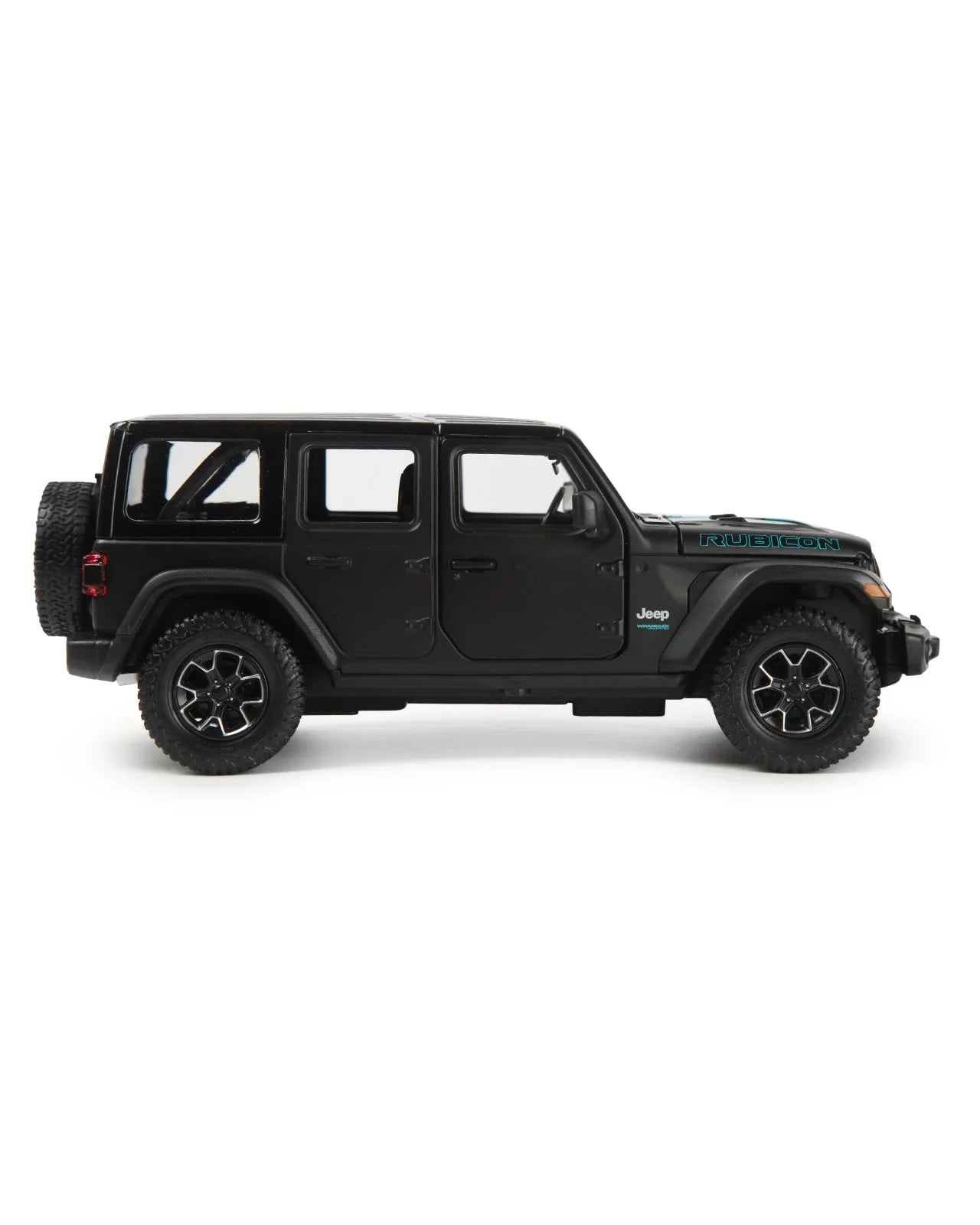 Premium scale diecast model car – Jeep Wrangler Rubicon 4xe, 1:24 Scale (Black) Collectible