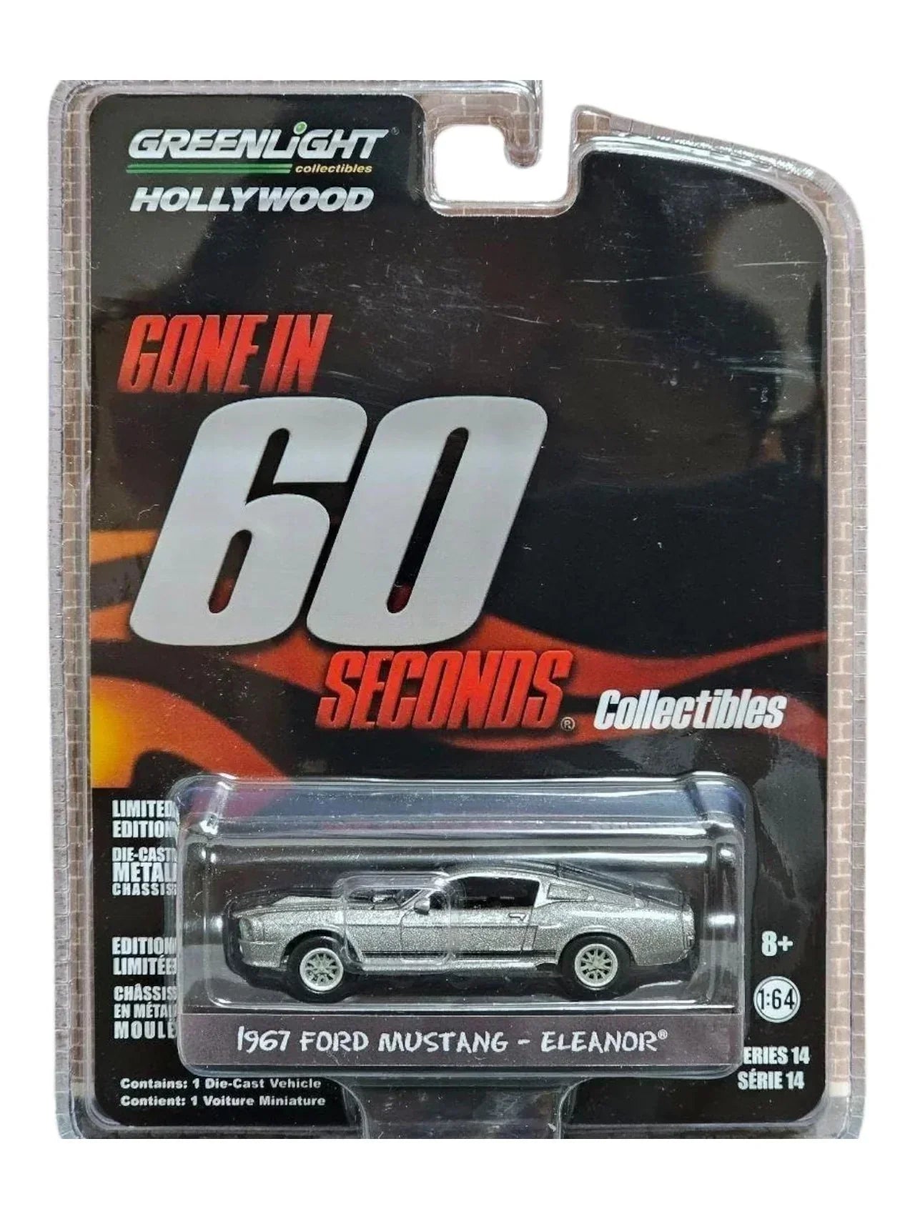 Premium scale diecast model car – Ford Mustang "Eleanor" Gone in 60 Seconds 1967, 1:64 Scale (Chrome) Collectible
