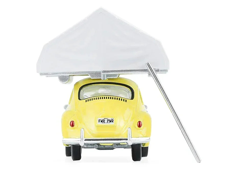 Premium scale diecast model car – Classic Volkswagen Beetle (The Great Outdoors Edition), 1:64 Scale (Yellow) Collectible