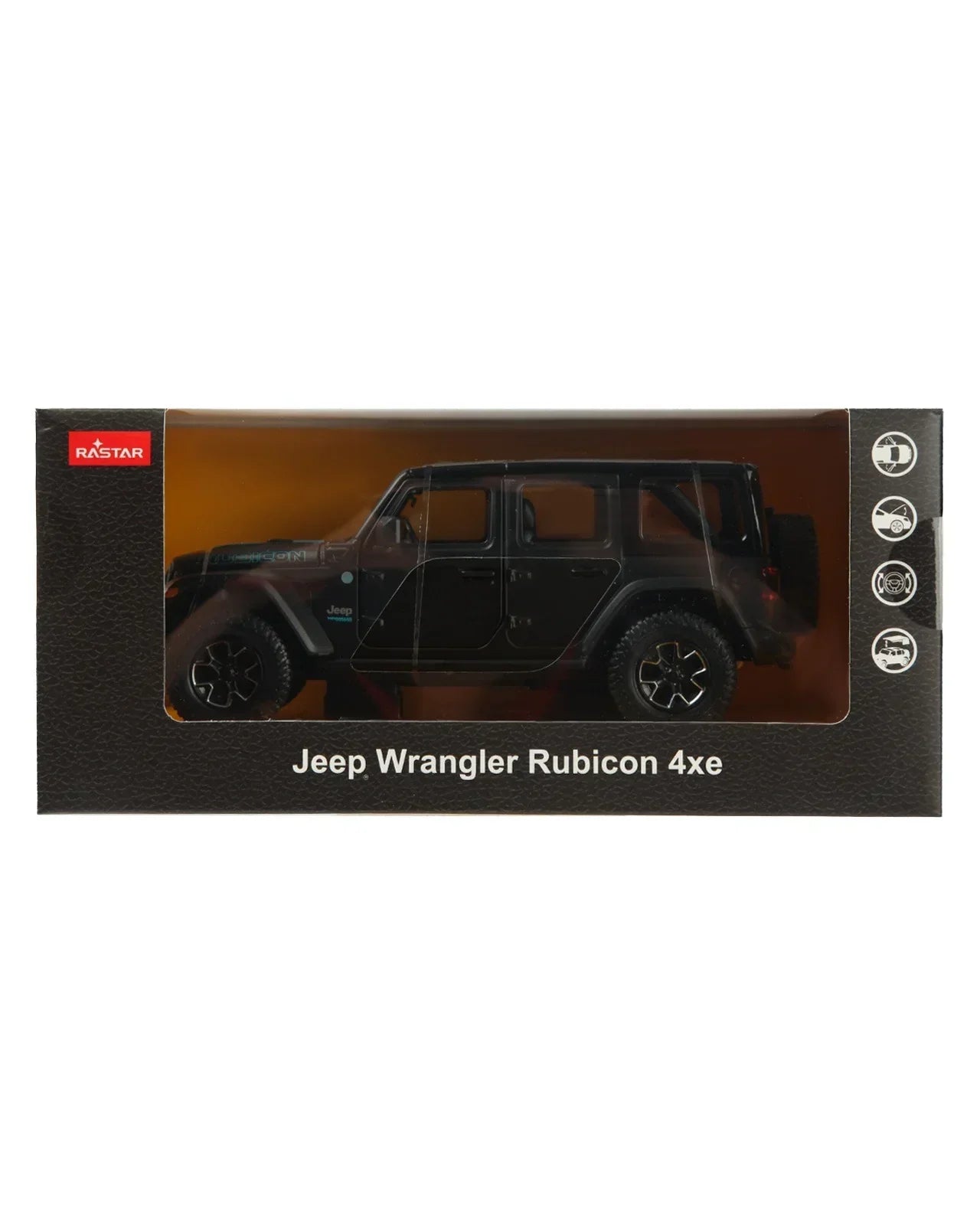 Premium scale diecast model car – Jeep Wrangler Rubicon 4xe, 1:24 Scale (Black) Collectible