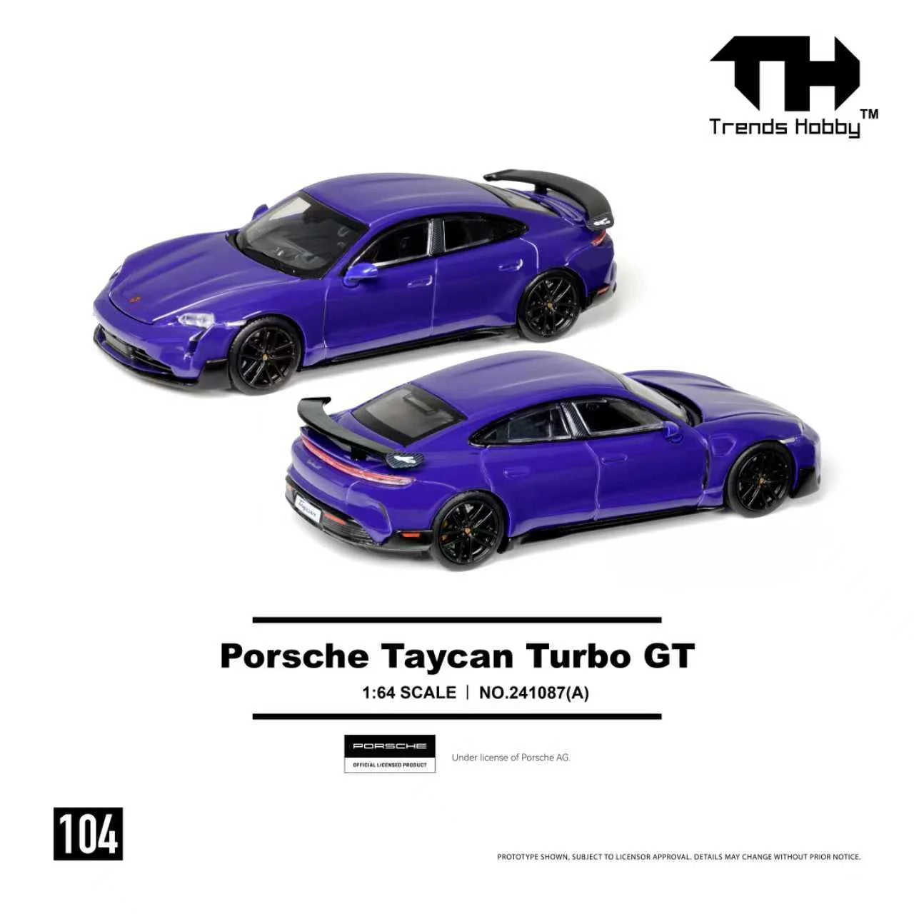 Premium scale diecast model car – *PRE-ORDER* Porsche Taycan Turbo GT, 1:64 Scale (Purple) Collectible