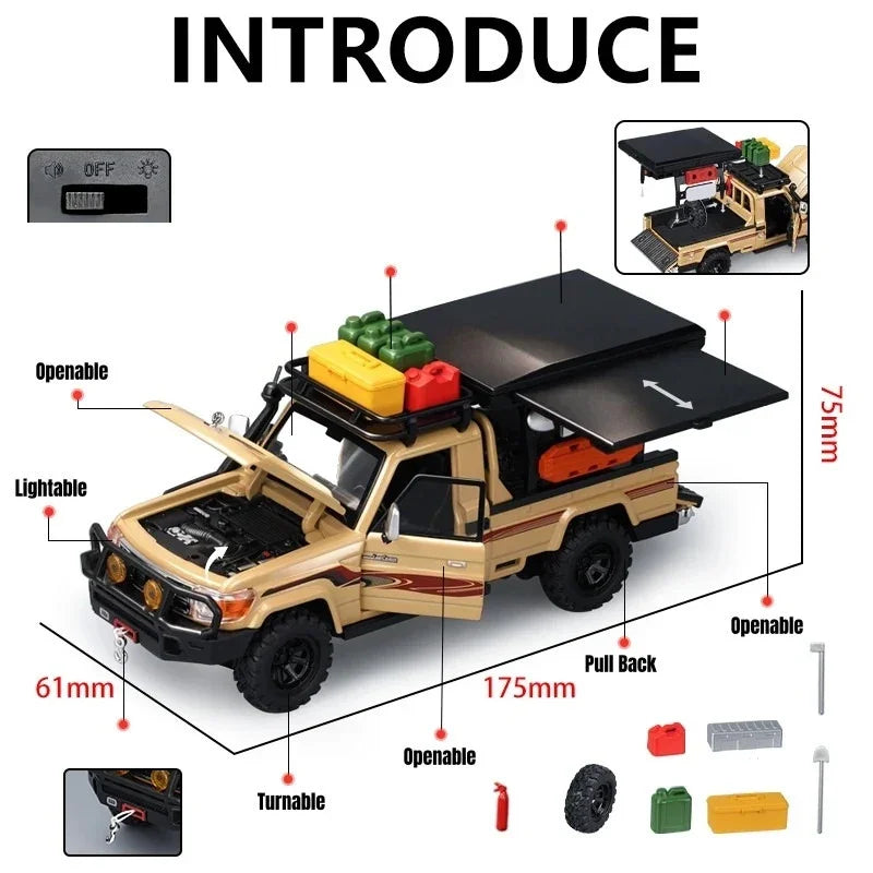 Toyota Land Cruiser LC79 with Accessories, 1:32 Scale (Sand Color)