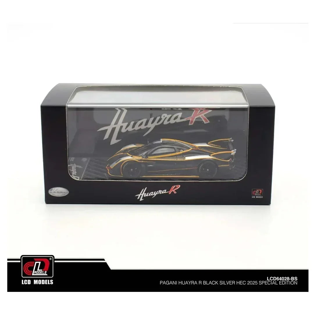 Premium scale diecast model car – Pagani Huayra R, 1:64 Scale (Carbon Black & Silver) Collectible