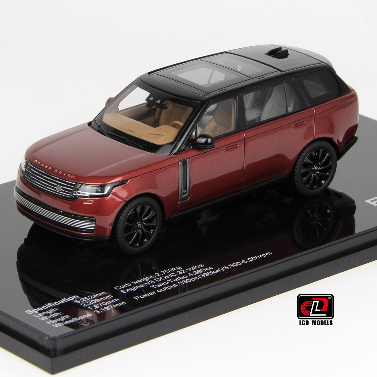 Premium scale diecast model car – Land Rover Range Rover SV SERENITY, 1:43 Scale (Red) Collectible
