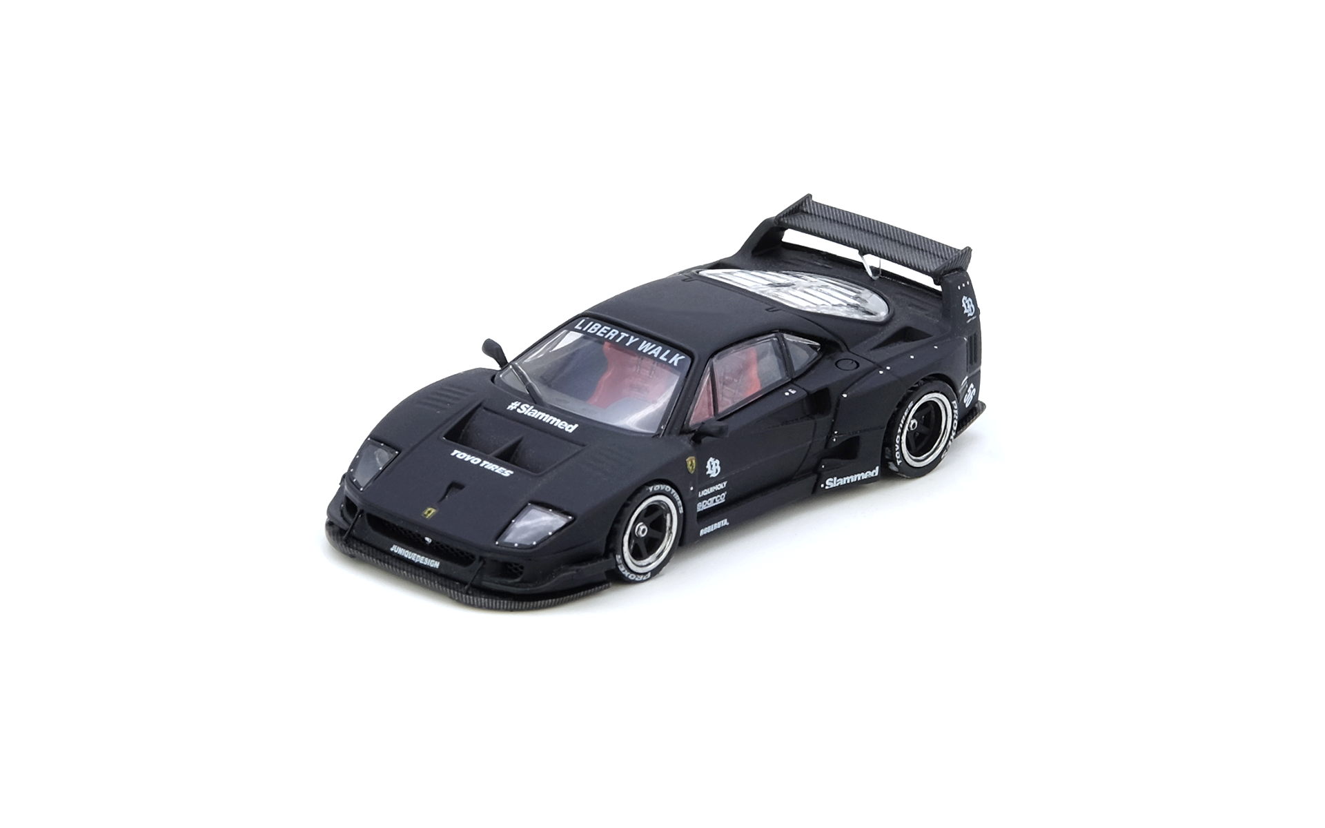 Premium scale diecast model car – LBWK F40 Hong Kong Toycar Salon 2023 Special Edition, 1:64 Scale (Matte Black) Collectible