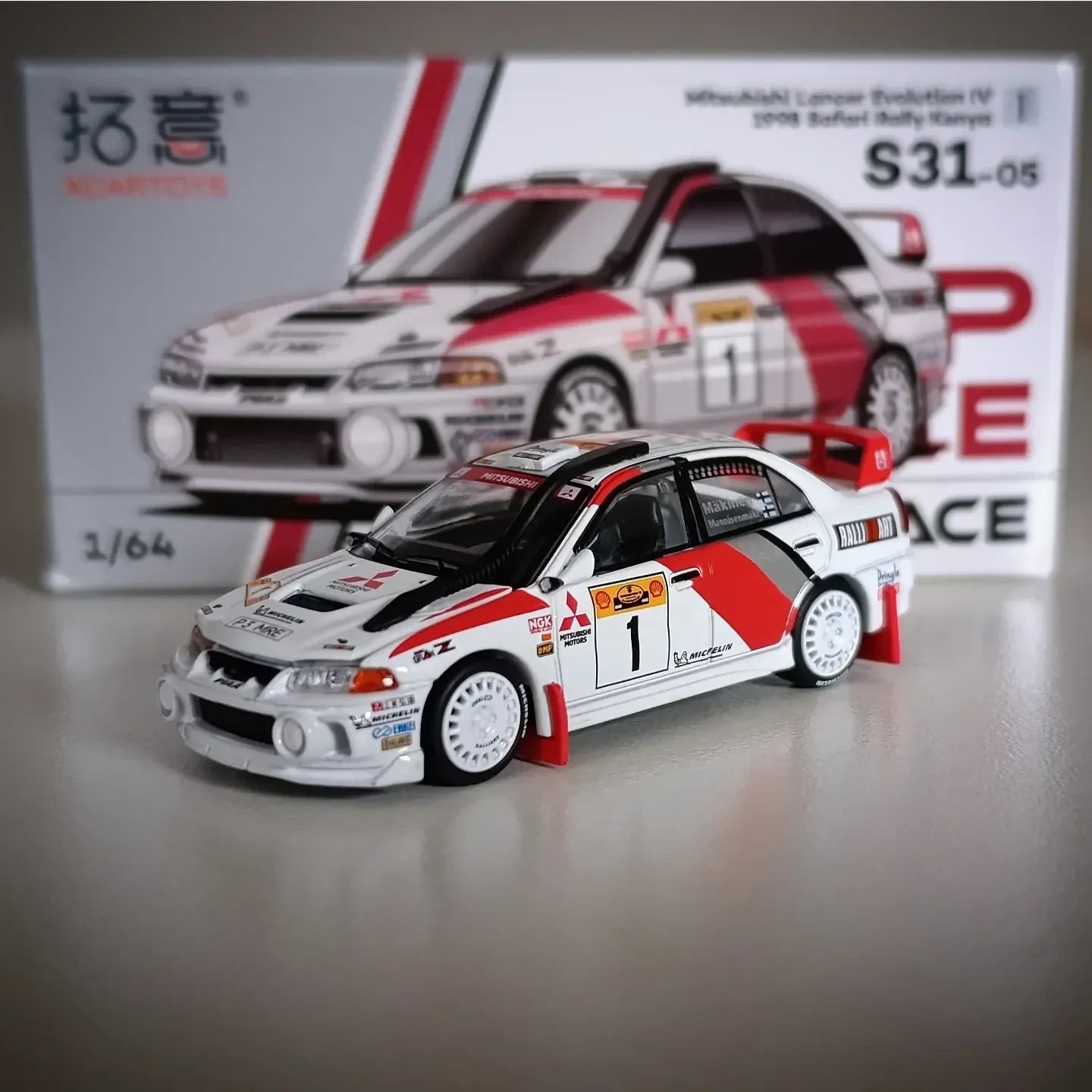 Mitsubishi Lancer Evolution IV 1998 Safari Rally Kenya #1, 1:64 Scale