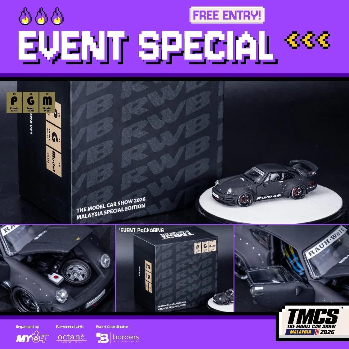 Premium scale diecast model car – *TMCS 2026* RWB 964, The Model Car Show 2026 Collectible