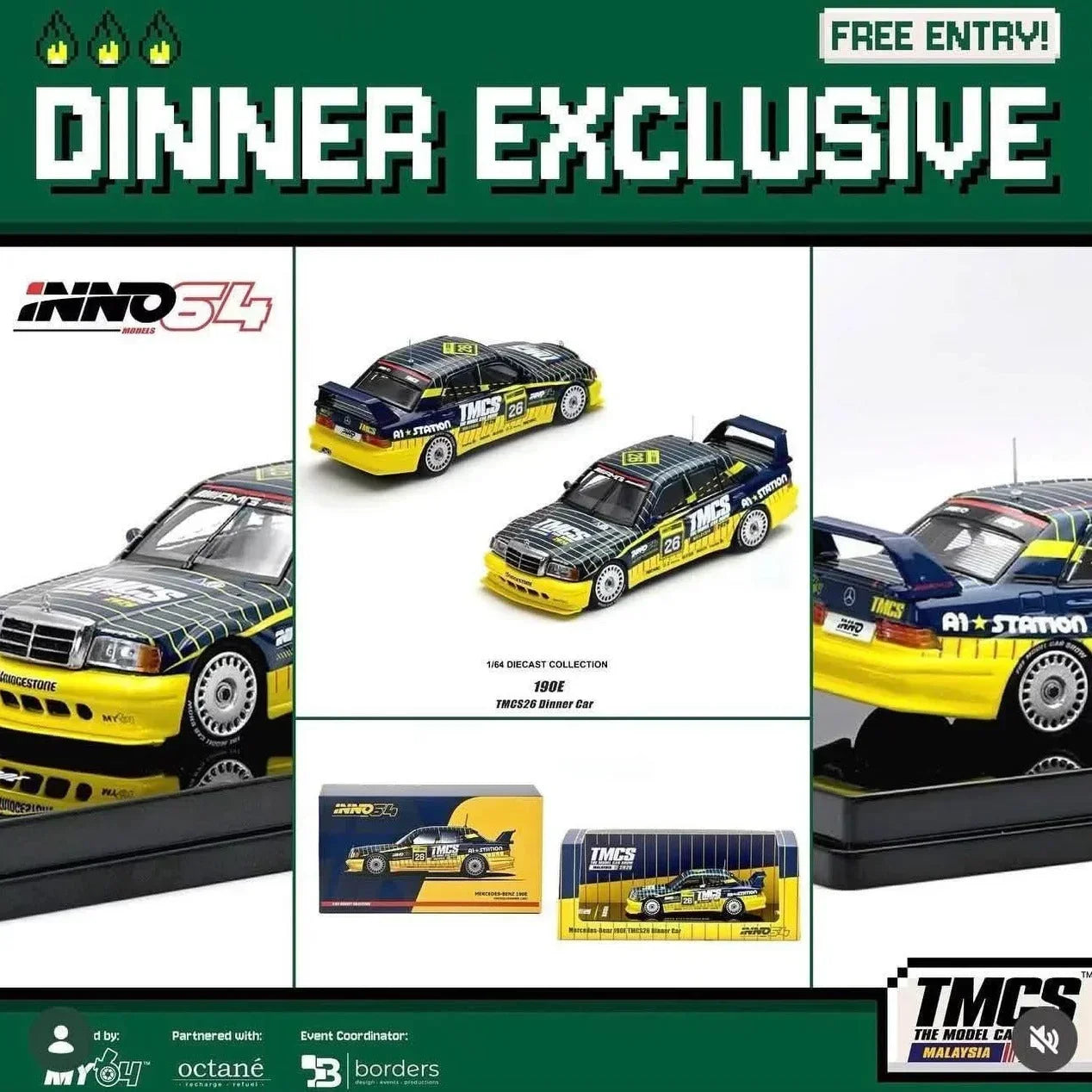 Premium scale diecast model car – *TMCS 2026* Liberty Walk Hino Profia 2018 (Limited 350 Sets) & Mercedes Benz 190E A1-Station Collectible