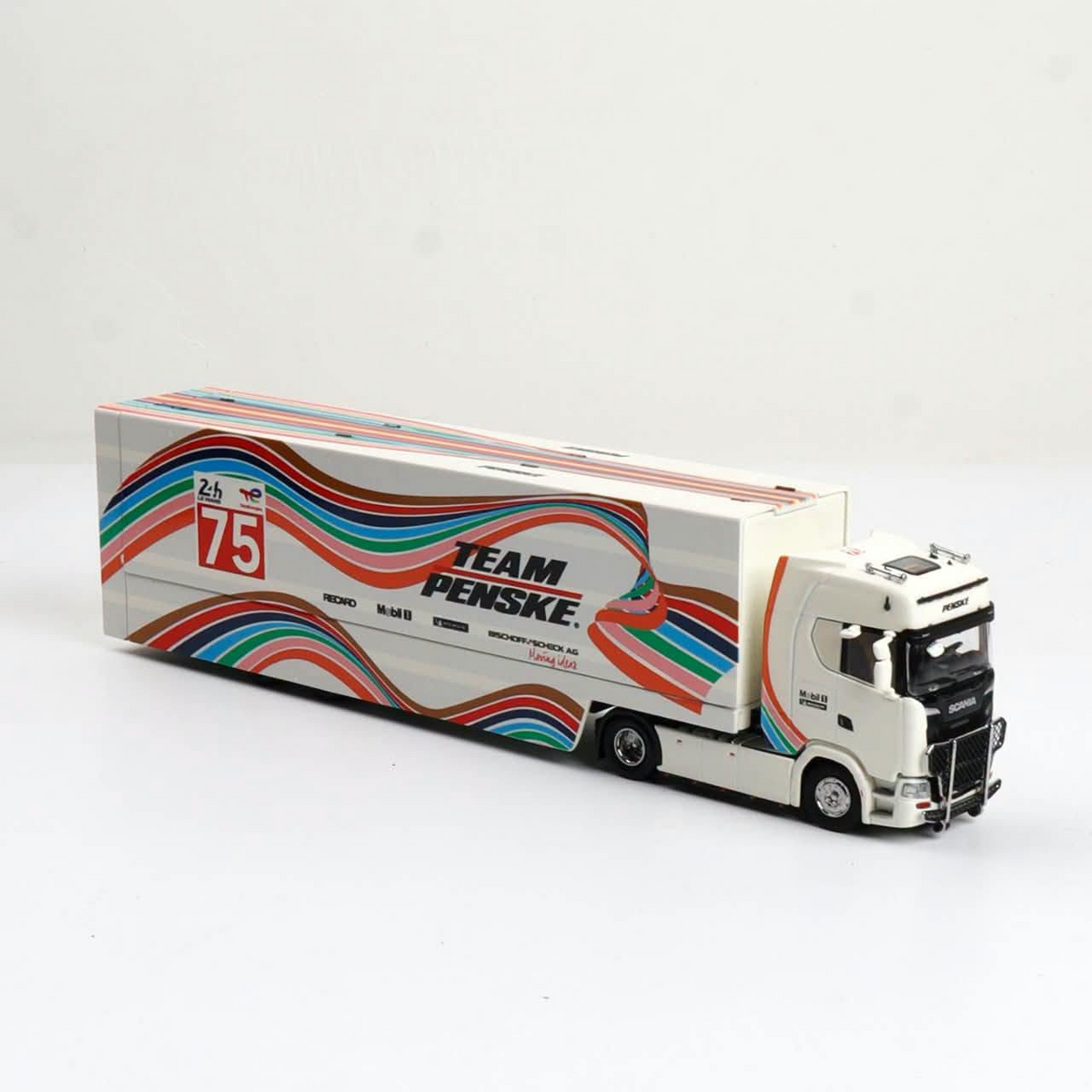 *Pre-Orders* S-Series S730 V8 Enclosed Double Deck Gull Wing Transporter (White LeMans Livery), 1:64 Scale