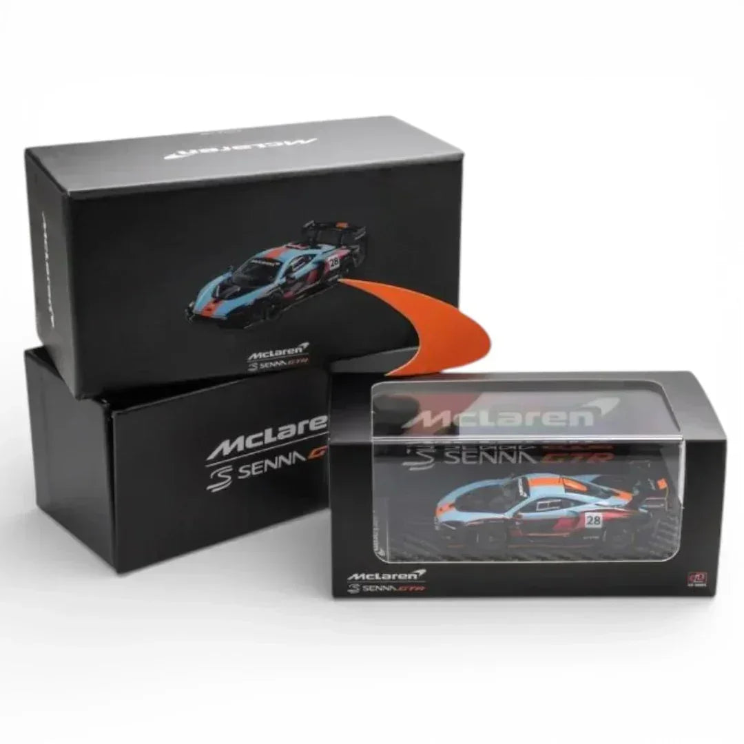 Premium scale diecast model car – McLaren Senna GTR Foshan APA XPO Special Package 2025 1:64 Scale (Gulf Livery) Collectible