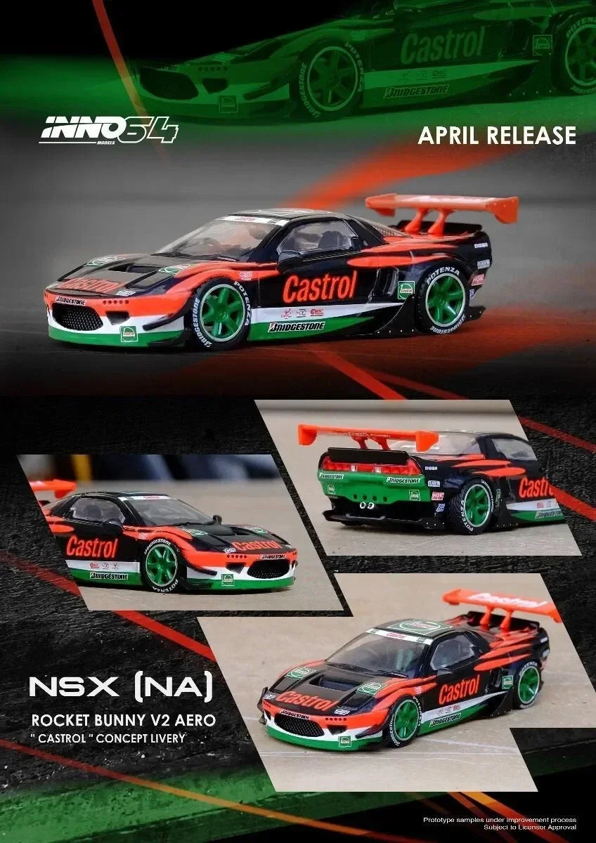 Premium scale diecast model car – *PRE-ORDER* NSX (NA1) Rocket Bunny V2 Aero "Castrol" Concept Livery, 1:64 Scale Collectible