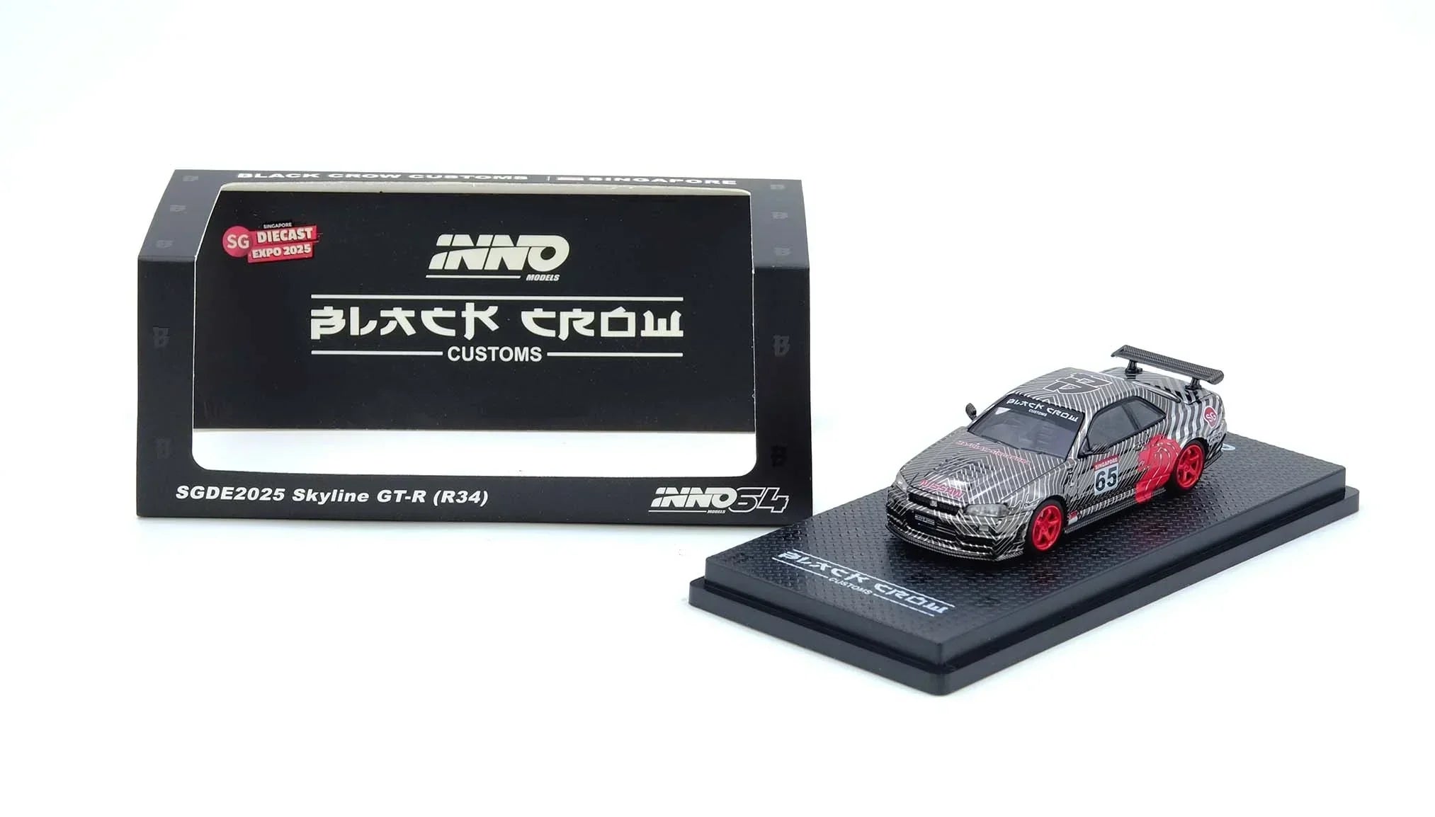 Premium scale diecast model car – Skyline GT-R R34 Black Crow, 1:64 Scale (Black) Collectible