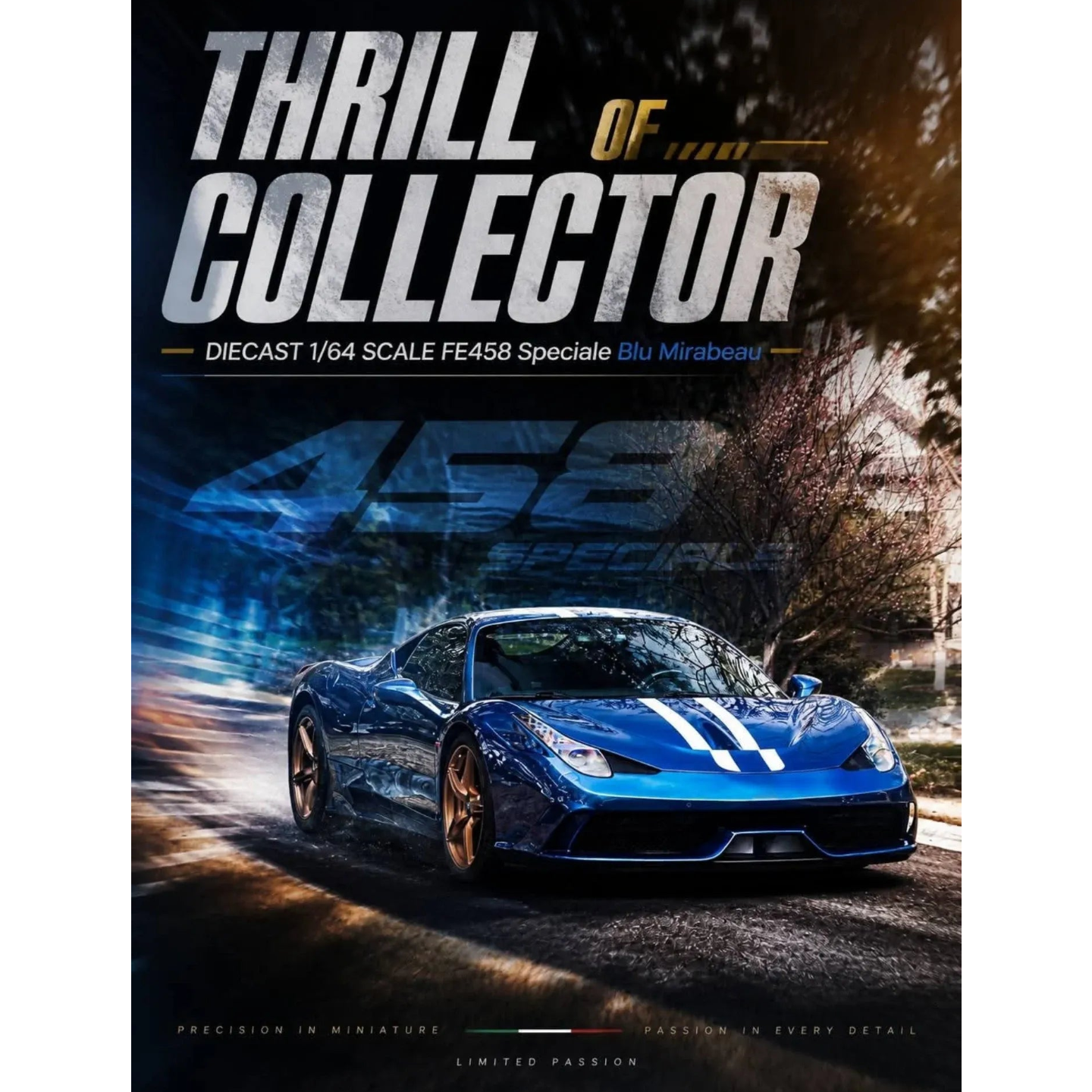 Ferrari FE 458 Speciale BLU Mirabeau, 1:64 Scale