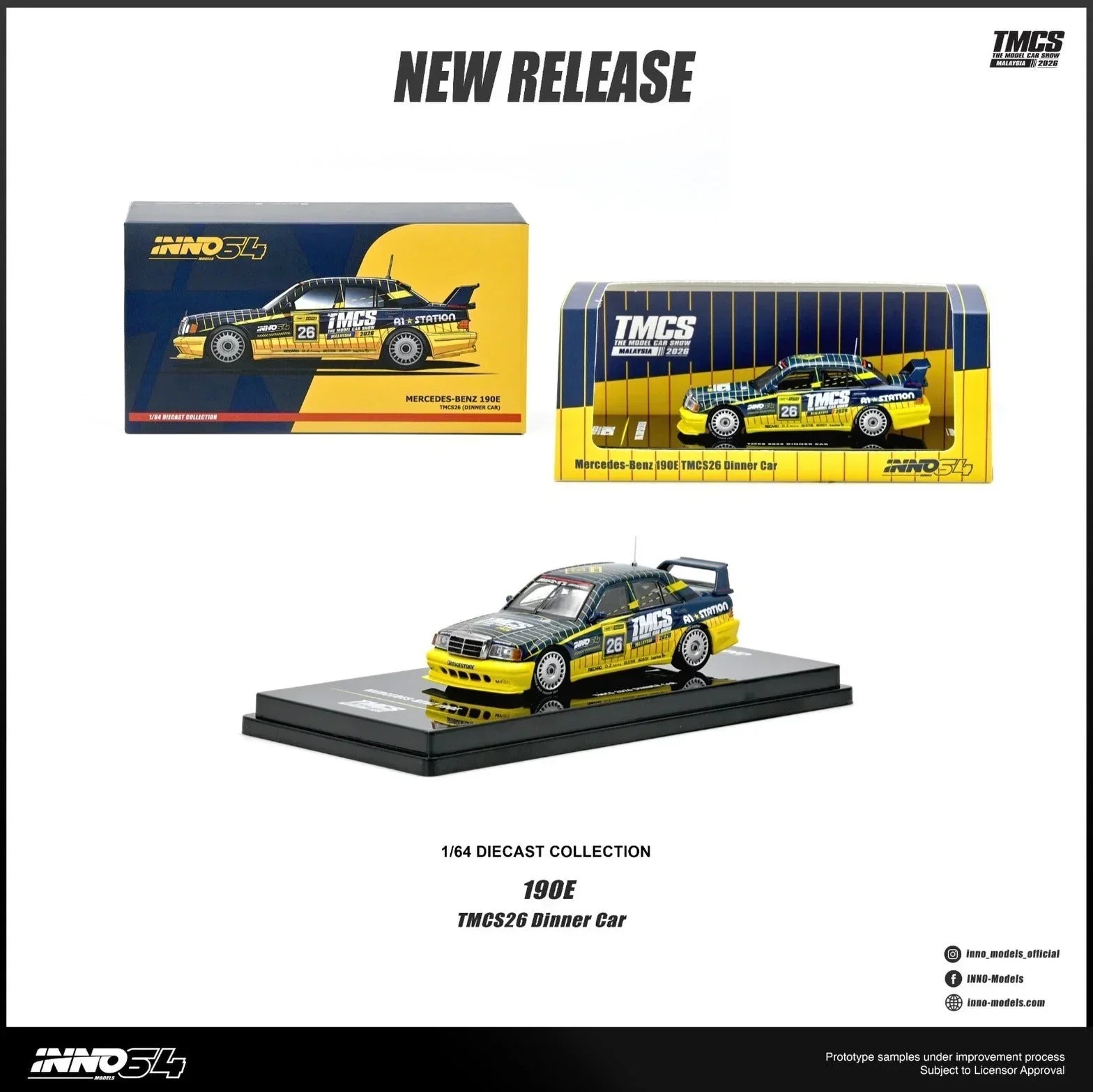 Premium scale diecast model car – *TMCS 2026* Liberty Walk Hino Profia 2018 (Limited 350 Sets) & Mercedes Benz 190E A1-Station Collectible
