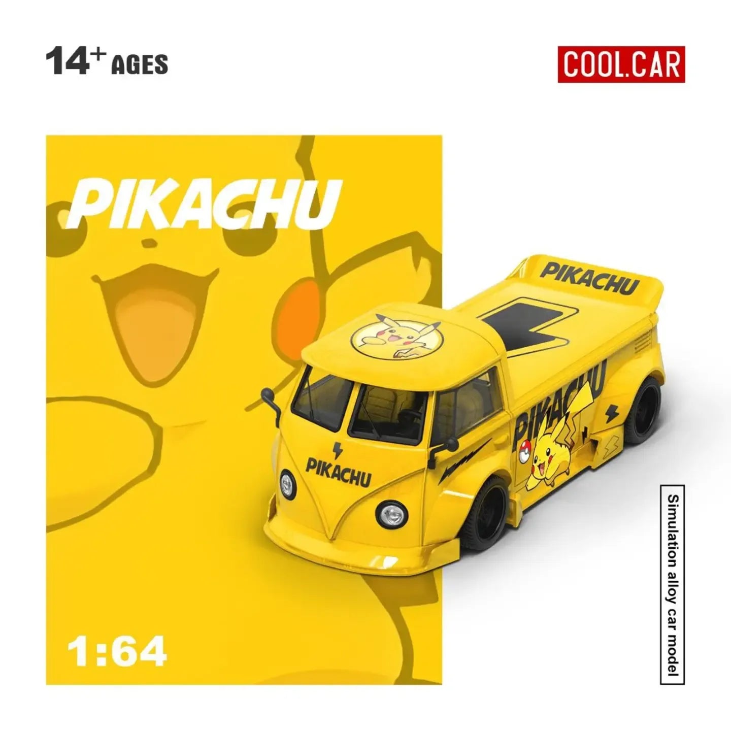*PRE-ORDER* Volkswagen T1 pickup truck - Pikachu painted, 1:64 Scale (Yellow)