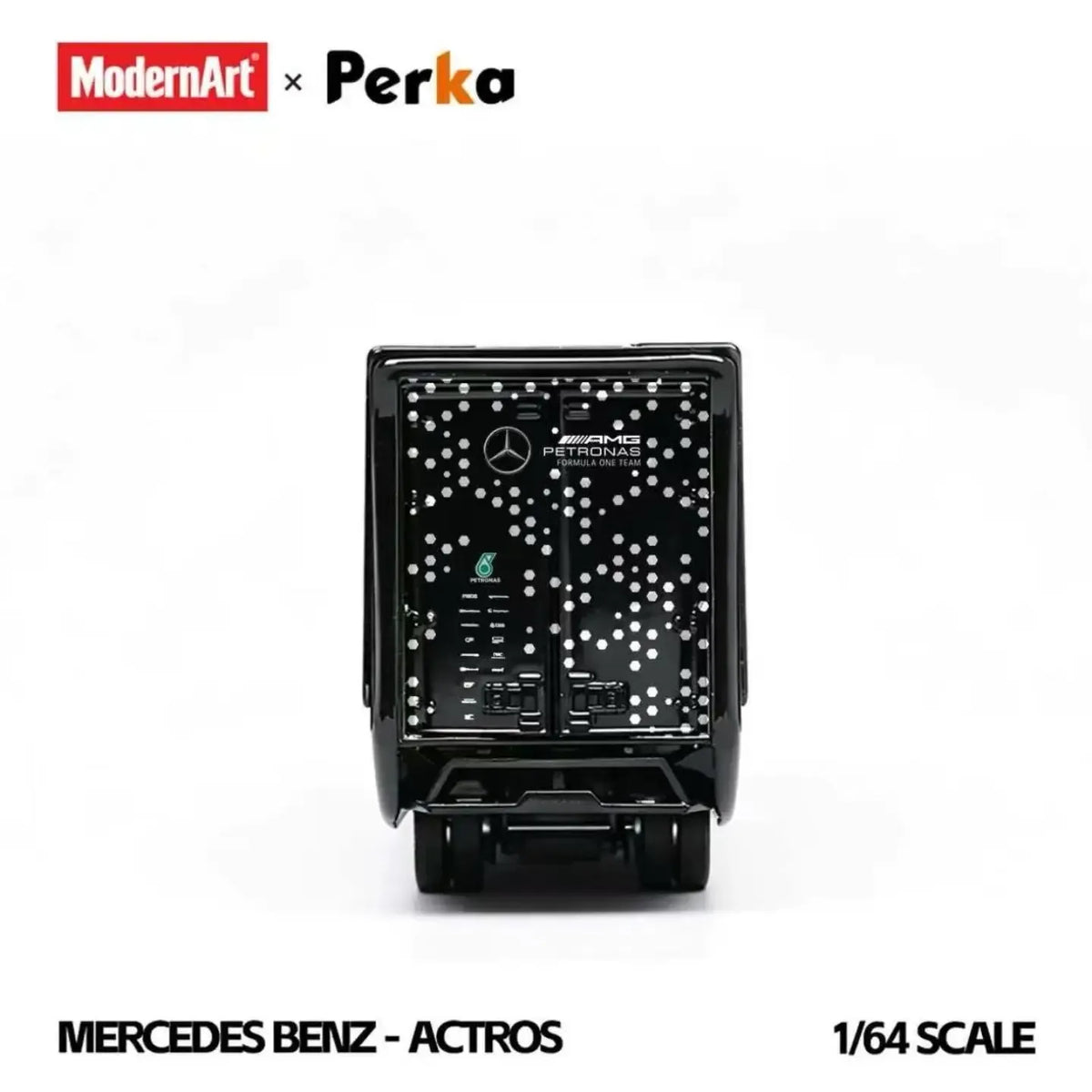 *PRE-ORDER* Mercedes-Benz Winged Box-Type Semi-Trailer Transport Vehicle - Black Dot Matrix, 1:64 Scale
