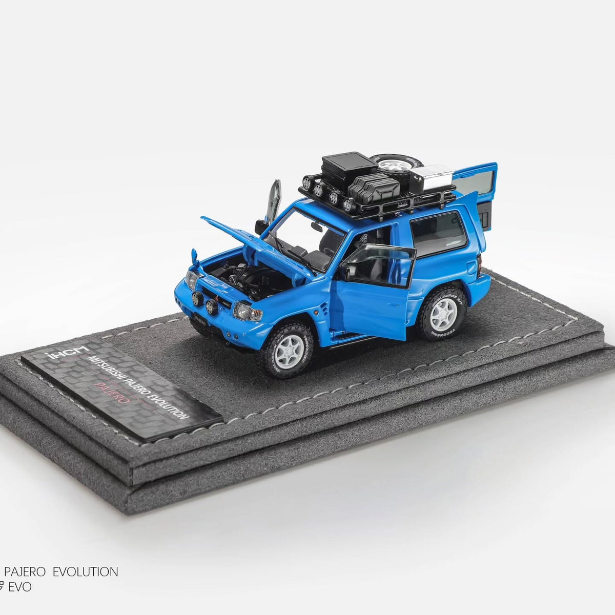 *Pre-Orders* Mitsubishi Licensed Products - Pajero Evolution V55 (Open-Engin & Rear Hoods+Doors, Visible Engine), 1:64 Scale (Blue)