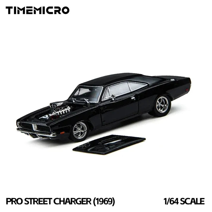 *PRE-ORDER* Dodge Black Pro Street Charger (1969), 1:64 Scale (Black)