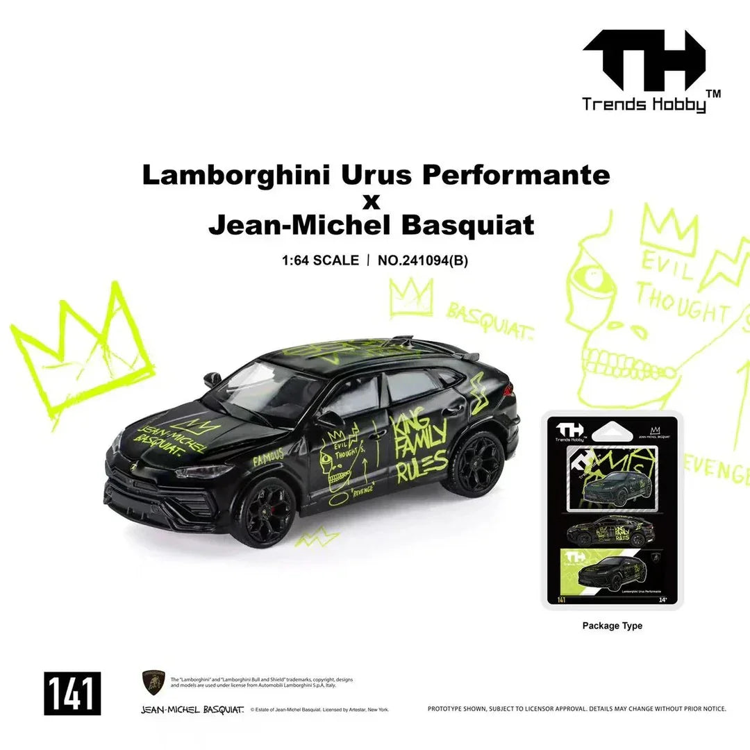 Premium scale diecast model car – *PRE-ORDER* Lamborghini Urus Performante x Jean-Michel Basquiat, 1:64 Scale (Black) Collectible
