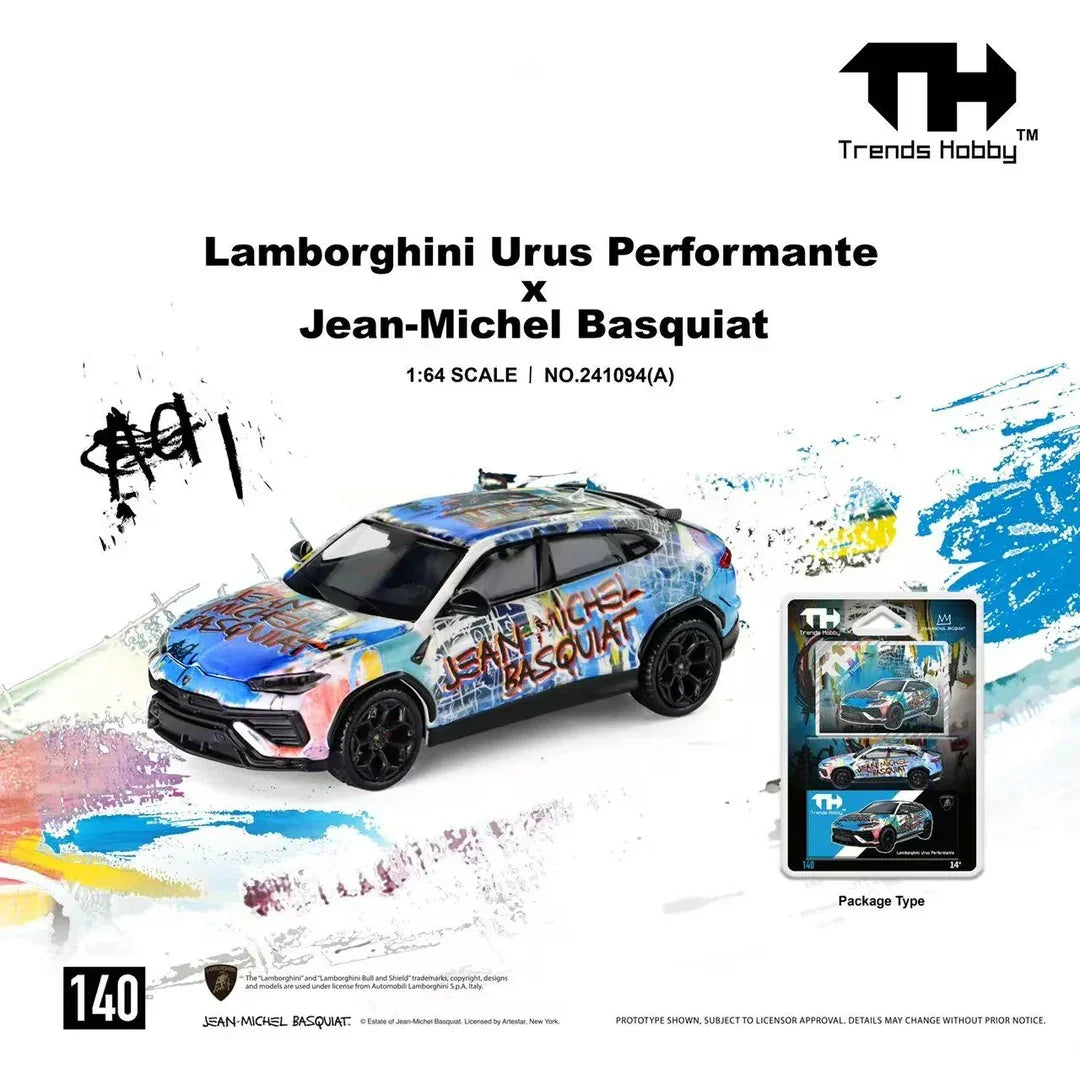 Premium scale diecast model car – *PRE-ORDER* Lamborghini Urus Performante x Jean-Michel Basquiat, 1:64 Scale (White) Collectible