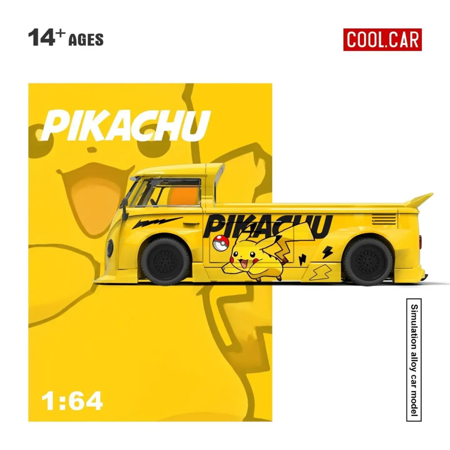 *PRE-ORDER* Volkswagen T1 pickup truck - Pikachu painted, 1:64 Scale (Yellow)