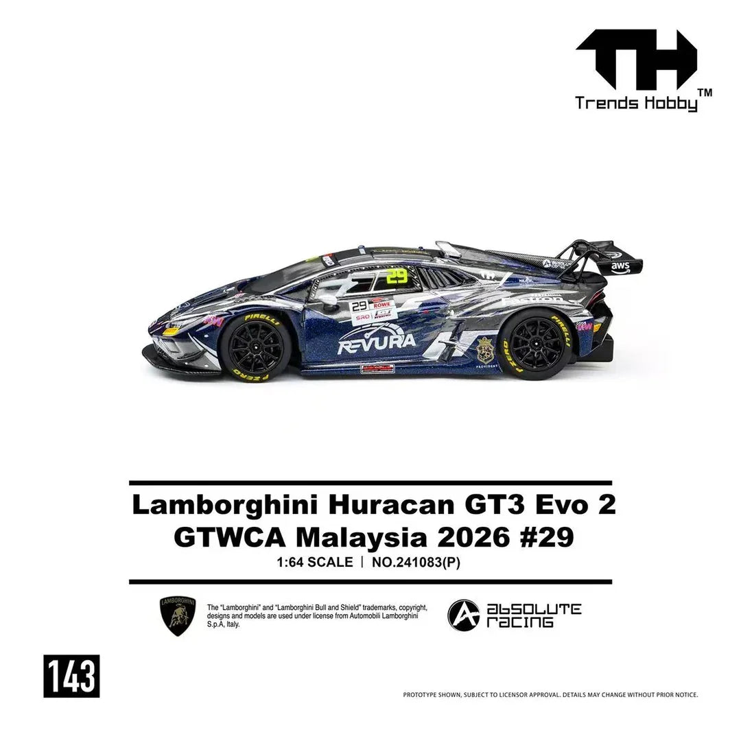 Premium scale diecast model car – *PRE-ORDER* Lamborghini Huracan GT3 EVO2 - GTWCA 2026 29# , 1:64 Scale Collectible