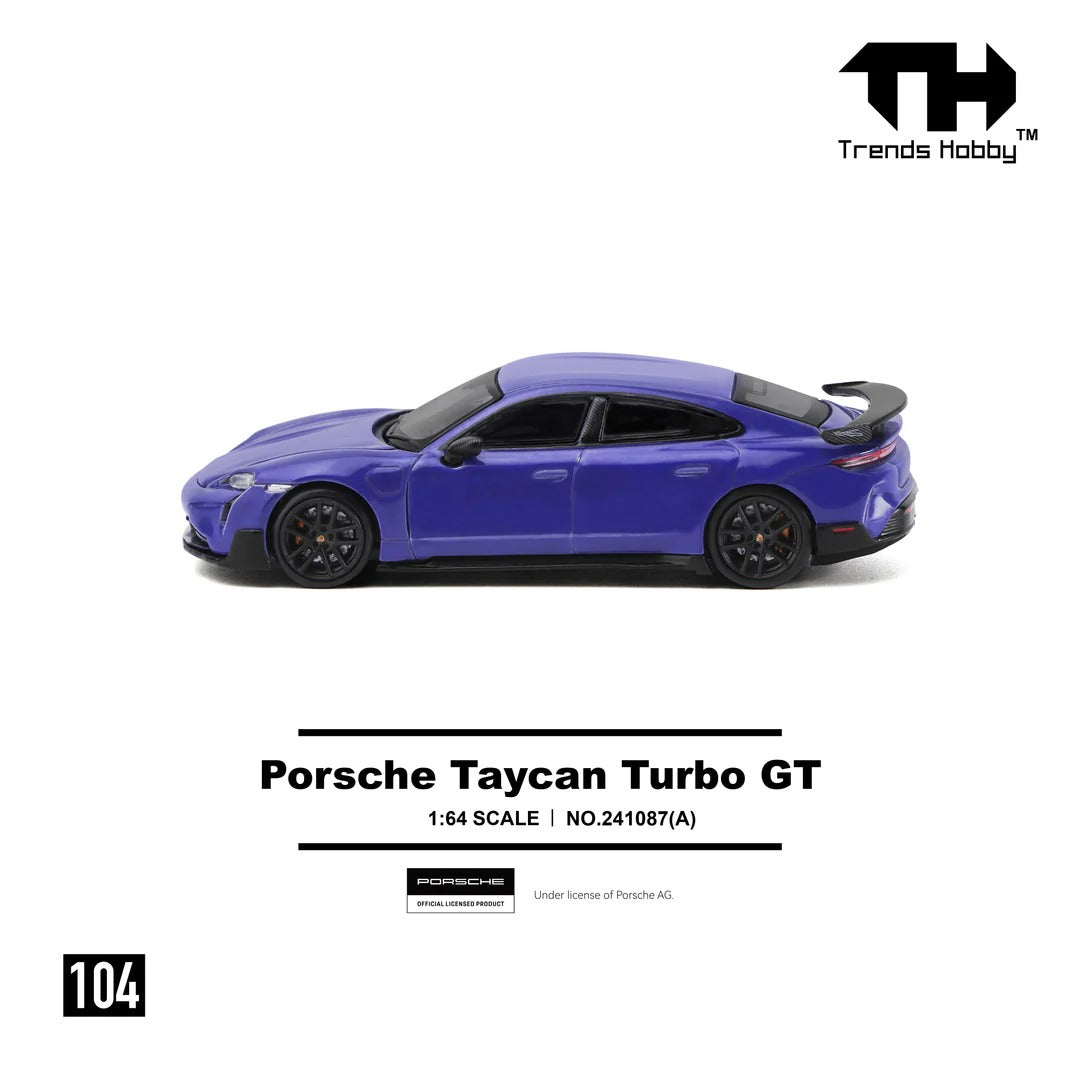 Premium scale diecast model car – *PRE-ORDER* Porsche Taycan Turbo GT, 1:64 Scale (Purple) Collectible