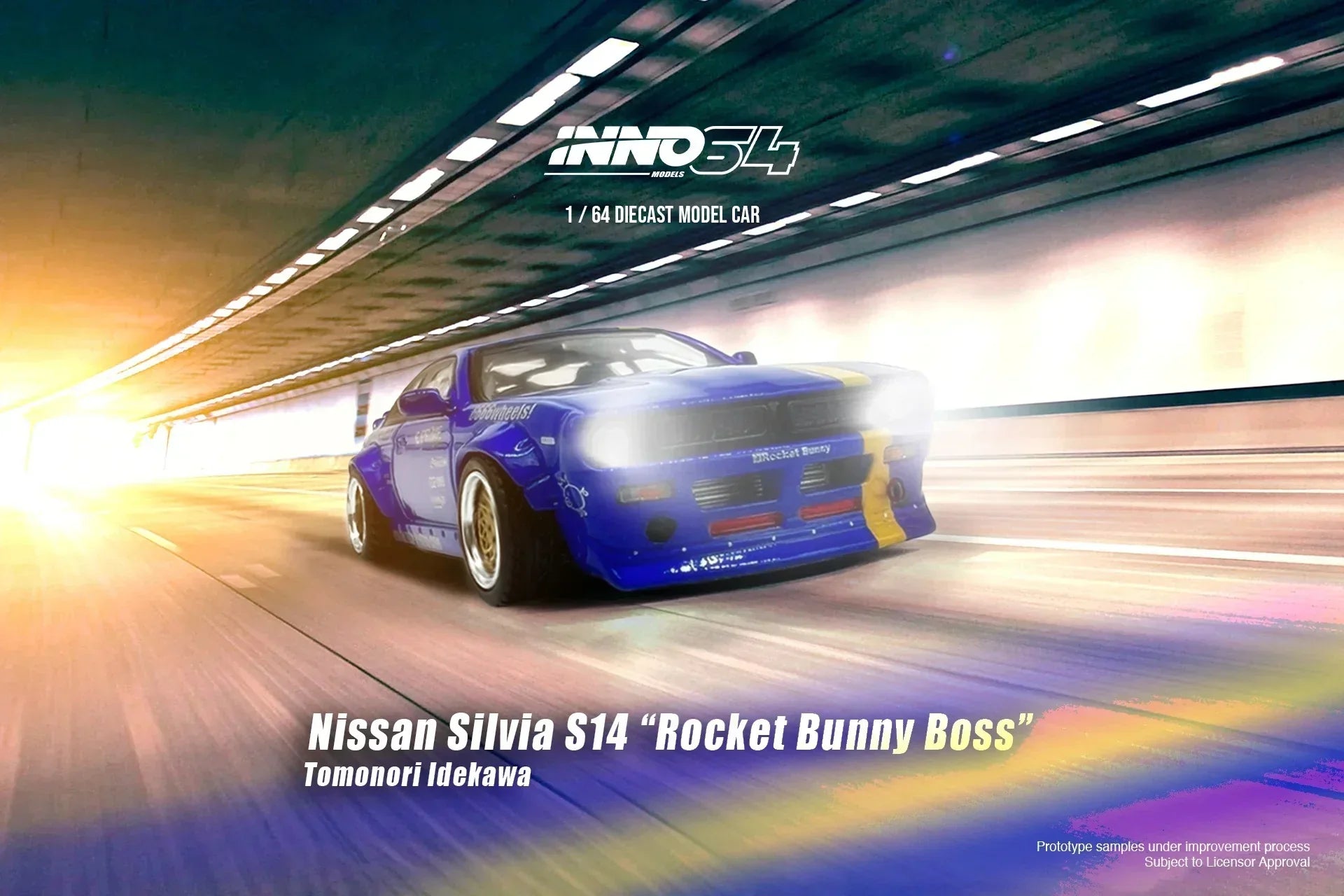 Premium scale diecast model car – *PRE-ORDER* Nissan Silvia S14 "Rocket Bunny Boss" Tomonori Idekawa,1:64 Scale Collectible