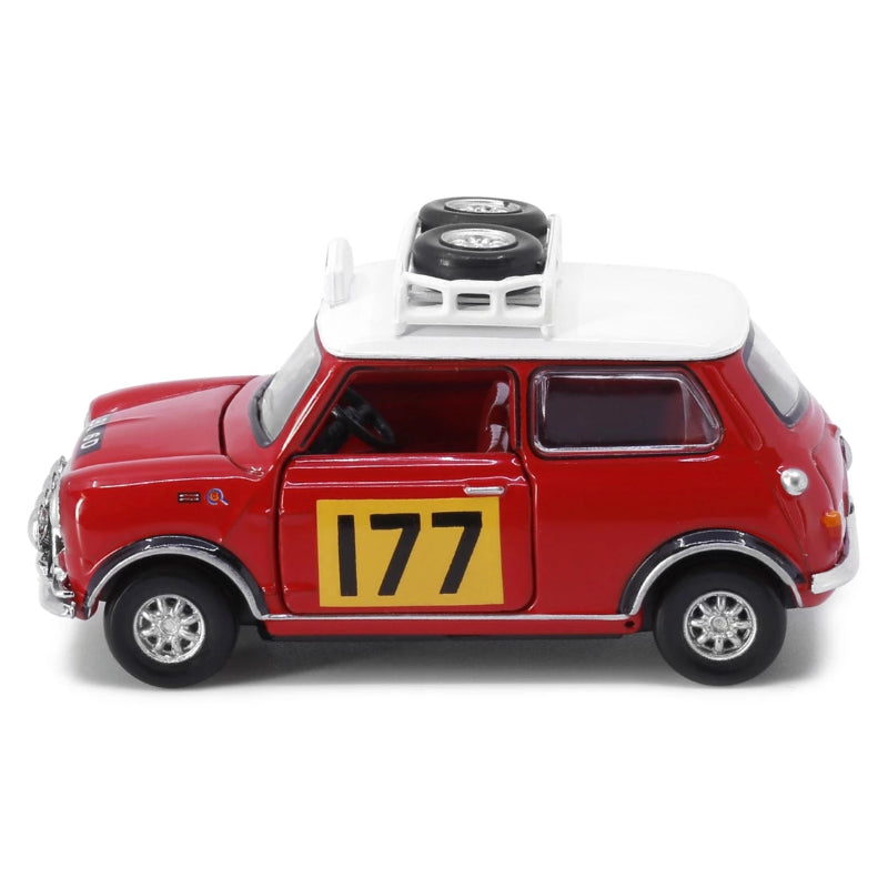 Premium scale diecast model car – Mini Cooper MK1 Rally #177, 1:50 Scale (Red) Collectible