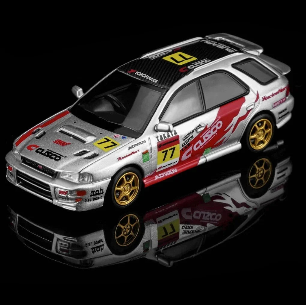 Premium scale diecast model car – *PRE-ORDER* Subaru Impreza Wagon WRX STi Version VI Cusco Silver Livery, 1:64 Scale Collectible