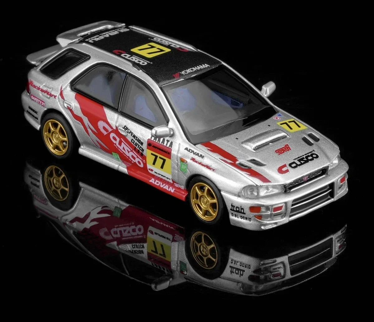 Premium scale diecast model car – *PRE-ORDER* Subaru Impreza Wagon WRX STi Version VI Cusco Silver Livery, 1:64 Scale Collectible