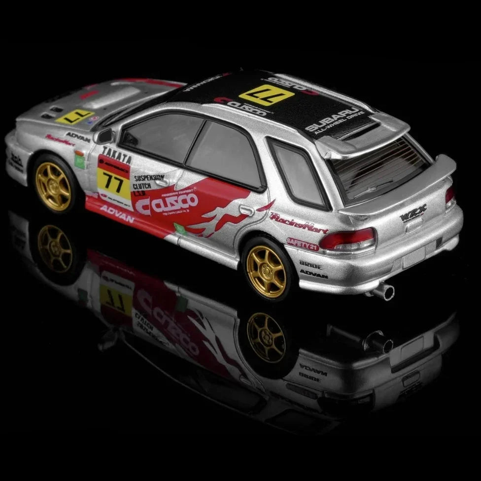 Premium scale diecast model car – *PRE-ORDER* Subaru Impreza Wagon WRX STi Version VI Cusco Silver Livery, 1:64 Scale Collectible