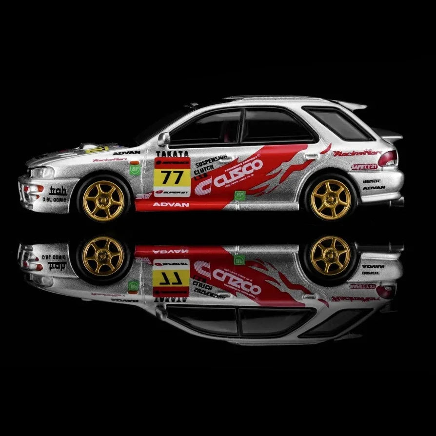 Premium scale diecast model car – *PRE-ORDER* Subaru Impreza Wagon WRX STi Version VI Cusco Silver Livery, 1:64 Scale Collectible