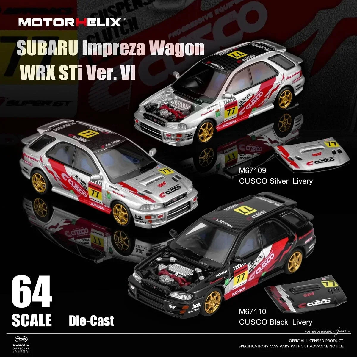 Premium scale diecast model car – *PRE-ORDER* Subaru Impreza Wagon WRX STi Version VI Cusco Silver Livery, 1:64 Scale Collectible