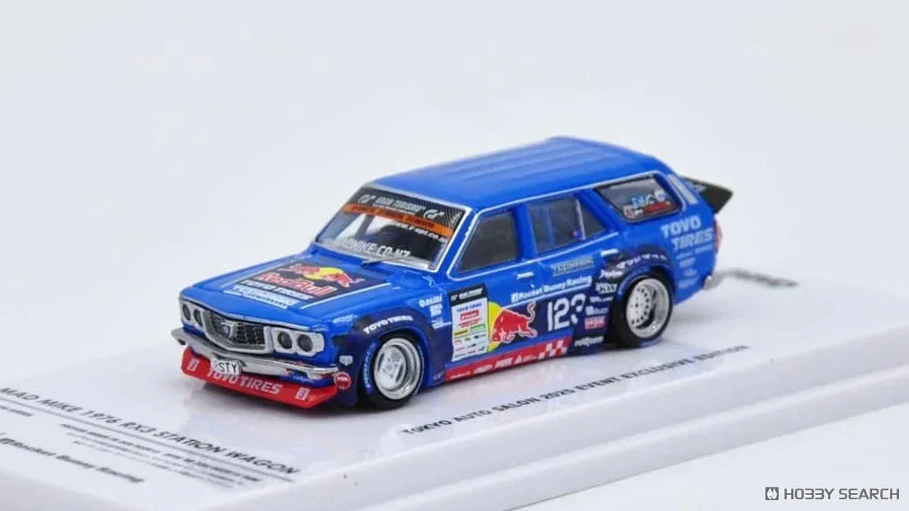 Premium scale diecast model car – Mad Mike 1976 Mazda Rx3 Station Wagon Tokyo Auto Salon 2024, 1:64 Scale Collectible