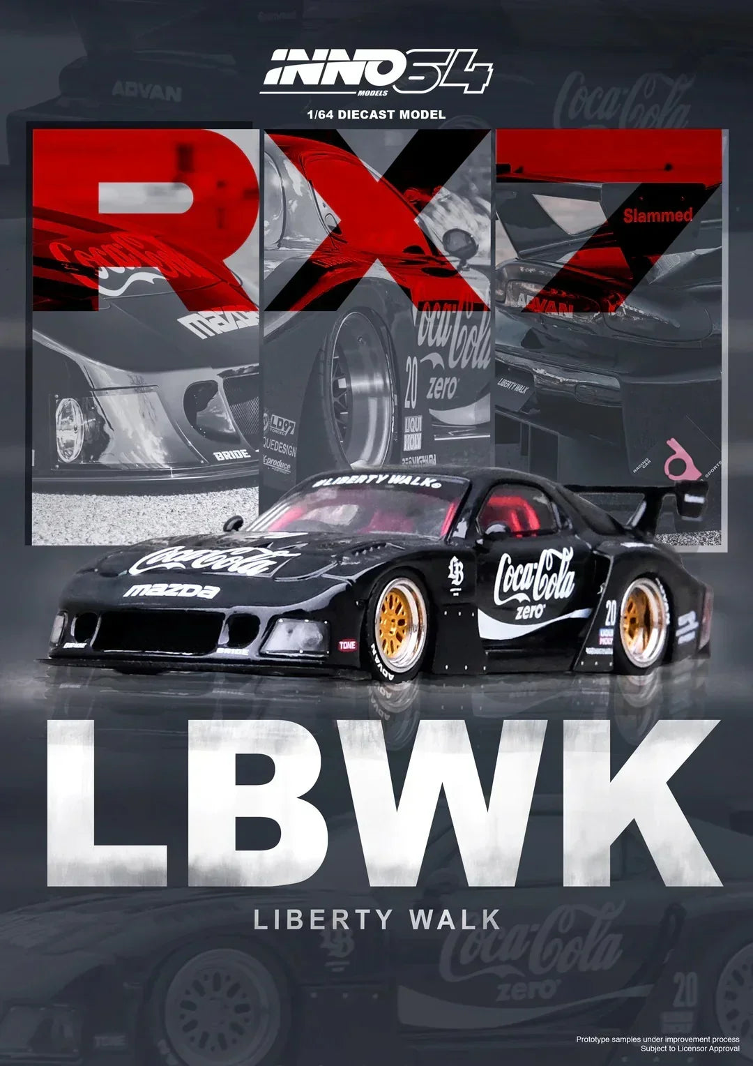 Premium scale diecast model car – *PRE-ORDER* Mazda RX7 (FD3S) LB-Super Silhouette, 1:64 Scale (Black) Collectible