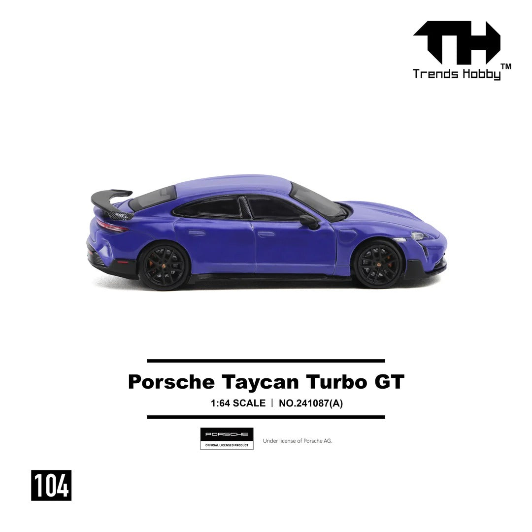 Premium scale diecast model car – *PRE-ORDER* Porsche Taycan Turbo GT, 1:64 Scale (Purple) Collectible