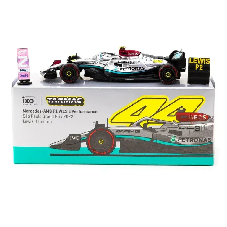 Premium scale diecast model car – Mercedes-AMG F1 W13 E Performance Sao Paulo Grand Prix #44 Lewis Hamilton 2022, 1:64 Scale Collectible