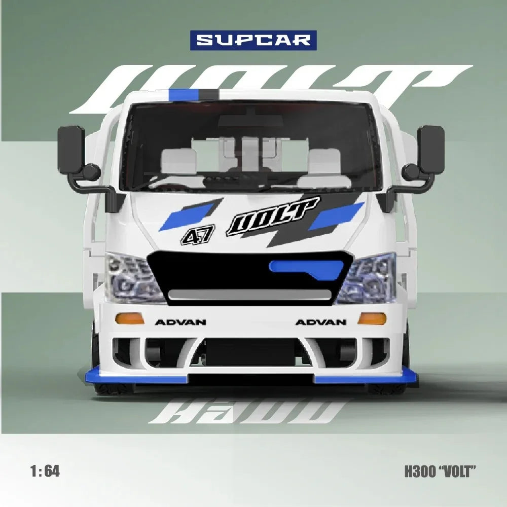 Advan H300 Flatbed Transport Trailer, 1:64 Scale (Blue & White)