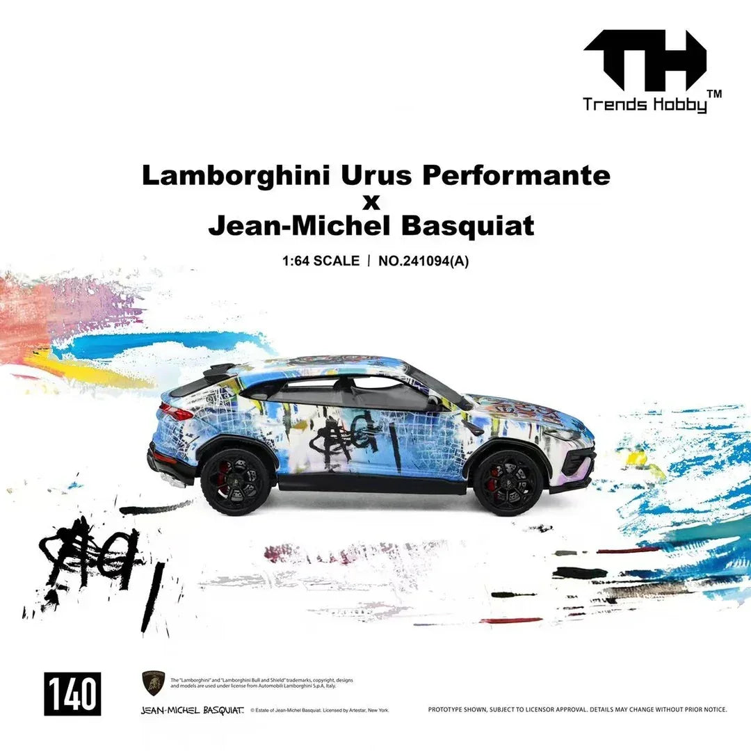Premium scale diecast model car – *PRE-ORDER* Lamborghini Urus Performante x Jean-Michel Basquiat, 1:64 Scale (White) Collectible